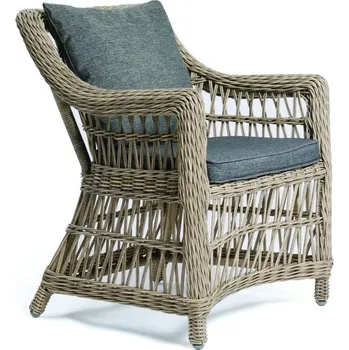 Luxusní designové křeslo z umělého ratanu, světlé, vč. polstru