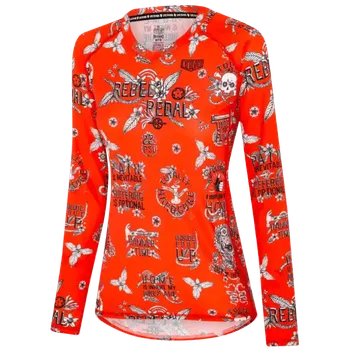 cyklistický dres MTB dres CYCOLOGY Rebel Pedal, dámský, dlouhý rukáv (Motiv Rebel Pedal, velikost L)