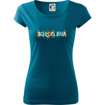 Dámské oblečení Barcelona Barevný nápis - Dámské triko Pure - 3XL ( Petrolejová )