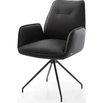 Jídelní židle DELIFE Jídelní židle Zoa-Flex pravá kůže černá křížová podnož zúžená černá taštičkové pružiny