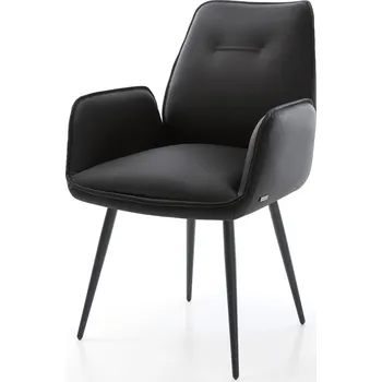 Jídelní židle DELIFE Jídelní židle Zoa-Flex pravá kůže černá 4-nohá zúžená černá taštičkové pružiny