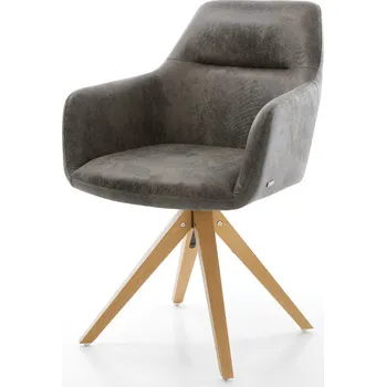 Jídelní židle DELIFE Jídelní židle Pejo-Flex mikrovlákno šedá antik dřevěná podnož hranatá přírodní taštičkové pružiny