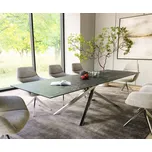 DELIFE Jídelní stůl Edge 300x100 cm keramika Laminam®Nero Greco antracitová křížová podnož nerezová ocel