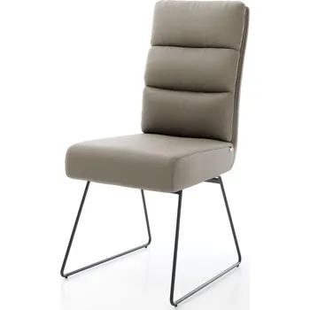 Jídelní židle DELIFE Jídelní židle Pela-Flex pravá kůže tmavě béžová tenká podnož černá taštičkové pružiny