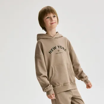 Chlapecká mikina Reserved - Bavlněná oversize mikina - kávová - 899FJ-84M - 899FJ-84M-170