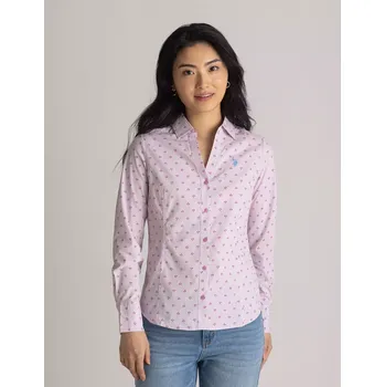 Dámské tričko U.S.Polo Assn. dámská košile s dlouhým rukávem FITTED fialová XS