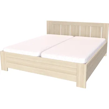 Postel NÁBYTEK MIKULÍK s.r.o. AURA - manželská postel s lamelovými rošty 180x200cm / 160x200cm Dekor: jasan šedý, Šířka pro matraci: 180cm, Výška čela: 93cm Dekor: akácie světlá