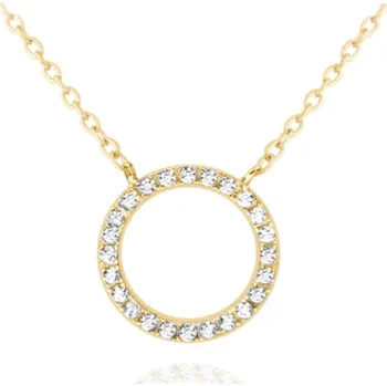 Náhrdelník MINET Pozlacený stříbrný náhrdelník KROUŽEK s bílými zirkony