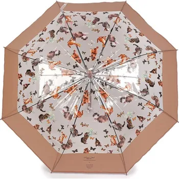 Deštník Dámský / dívčí průhledný vystřelovací deštník kočky - 2 béžová