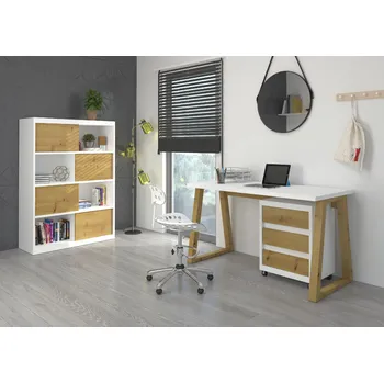 Psací stůl ADRK PC stůl s kontejnerem IWO I W-ART, bílá/dub artisan