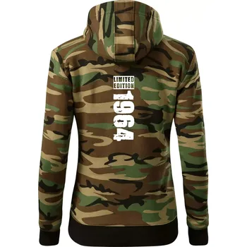 Dámská mikina Limited edition 1964 pruh - Dámská mikina trendy zipper s kapucí - XS ( Hnědý maskáč )