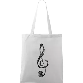 Houslový klíč kreslený - Taška bavlněná - 42 x 38 cm ( Bílá )