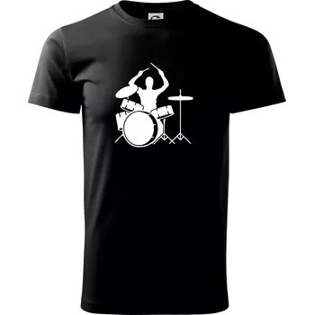 Pánské tričko Bicí bubeník - Triko extra velké (5-8XL) - 6XL ( Černá )