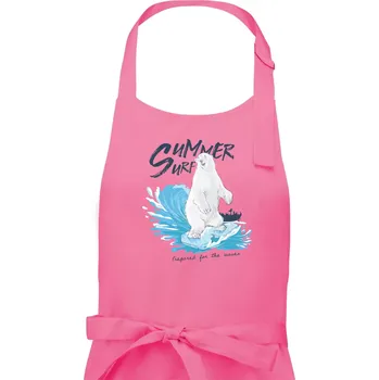Kuchyňská zástěra Medvěd surfař - Dámská zástěra na vaření - Univerzální velikost ( Růžová )