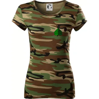 Prší - Zelený - prso - Dámské maskáčové triko - M ( Hnědý maskáč )