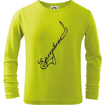 Chlapecké oblečení Saxophone nápis - Triko dětské Long Sleeve - 134 cm/8 let ( Limetková )