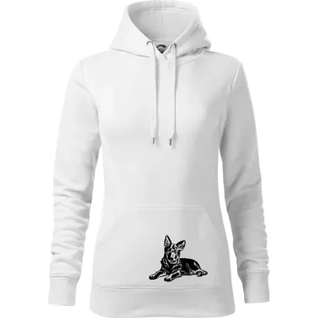 Dámská mikina Německý ovčák - štěně - Mikina dámská Cape s kapucí - S ( Bílá )