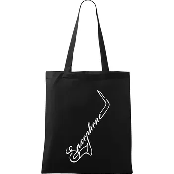 Nákupní taška Saxophone nápis - Taška bavlněná - 42 x 38 cm ( Černá )