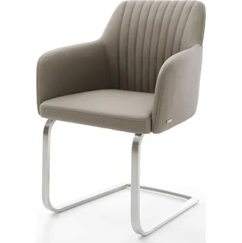 Jídelní židle DELIFE Jídelní židle Greg-Flex pravá kůže tmavě béžová jídelní židle plochá nerezová ocel taštičkové pružiny