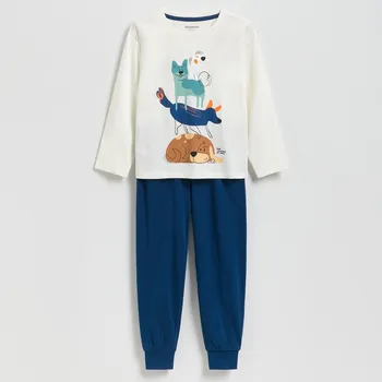 Reserved - Dvoudílná pyžamová souprava s&nbsp;potiskem - tmavomodrá - 575GC-59X - 575GC-59X-U15