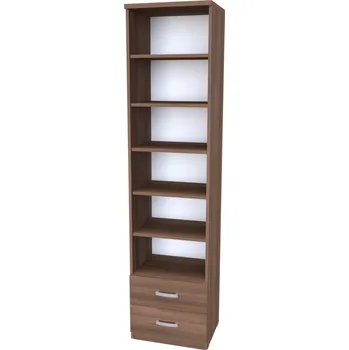 Knihovna NÁBYTEK MIKULÍK s.r.o. JONY 8 - knihovna s poličkami a zásuvkami, 50x40.5x205cm Dekor: olše Šířka: 50cm, Dekor: akácie skořice