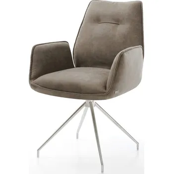 Jídelní židle DELIFE Jídelní židle Zoa-Flex mikrovlákno taupe vintage křížová podnož zúžená nerezová ocel taštičkové pružiny