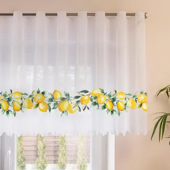 Vitrážová záclona Citróny bez obšití 67