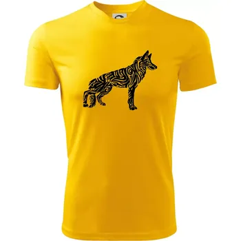 Německý ovčák - tattoo - Pánské triko Fantasy sportovní (dresovina) - L ( Žlutá )