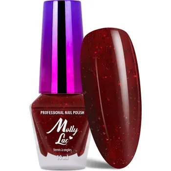 Přípravek na nehty Klasický lak na nehty,10ml - Molly 191 (červený glitrový lak na nehty, vysoký lesk, výdrž až 12 dní) (Červený lak na nehty, glitry 10ml)