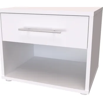 Noční stolek NÁBYTEK MIKULÍK s.r.o. MONTY - noční stolek s poličkou a zásuvkou, 50x40x40cm Dekor: olše Šířka: 50cm, Dekor: bílá struktura