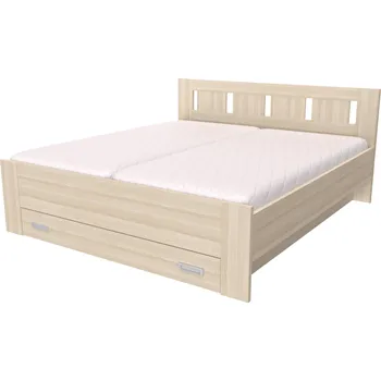 Postel NÁBYTEK MIKULÍK s.r.o. BENO - manželská postel 160x200cm / 180x200cm Dekor: olše, Šířka pro matraci: 160cm, Varianta: Síla bočnice 18mm Dekor: akácie světlá