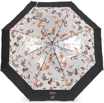 Deštník Dámský / dívčí průhledný vystřelovací deštník kočky 4 černá