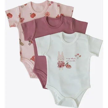 Kojenecká souprava kitikate 3DÍLNÝ SET - BODY S KRÁTKÝM RUKÁVEM - S60225 Velikost: 0 - 1 MĚSÍC