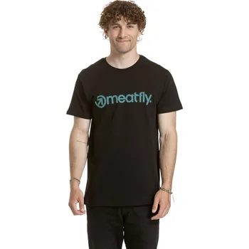 Meatfly pánské tričko Striped Logo Black | Černá | Velikost XXL | 100% bavlna