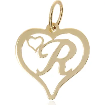 Přívěsek Zlatnictví Helios Zlatý přívěsek písmenko v srdíčku Váha: 0,5g, Písmena: R
