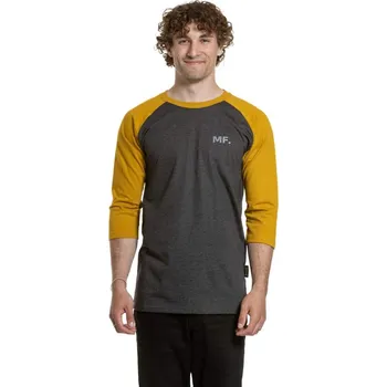 Meatfly pánské tričko s dlouhým rukávem Kennedy Raglan Charcoal Heather / Mustard | Šedá | Velikost S | 100% bavlna