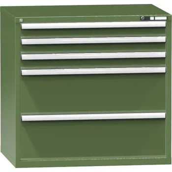 Zásuvková dílenská skříňka, v x š x h: 990 x 1037 x 780 mm, 5 x zásuvka, barva zelená RAL6011