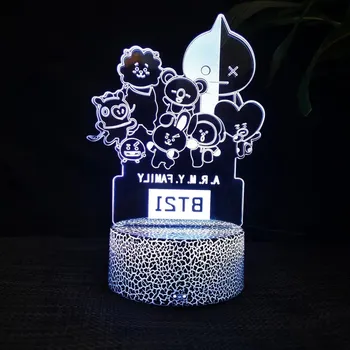 Dětské svítidlo Kawaii 3D dotyková noční lampa | osvětlení 3 ks - Černá základna trhliny , 16 barev s dálkovým ovládáním