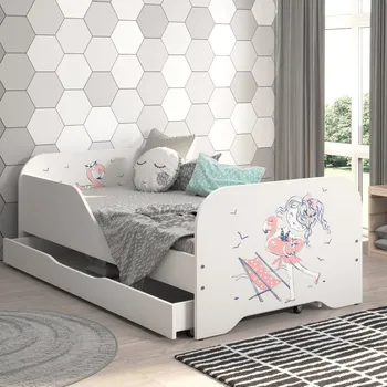 Dětská postel Dětská postel MIKI 160 x 80 cm s motivem dívky na pláži