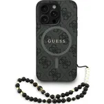 Guess PU Leather 4G Colored Ring Strap MagSafe kryt iPhone 15 Pro Max černý