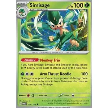 Sběratelská karetní hra Pokémon PAR 005/182 Simisage - Paradox Rift Stav: Near Mint, Verze: REVERSE HOLO
