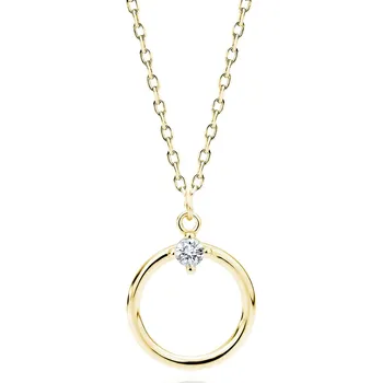 Náhrdelník Pozlacený stříbrný náhrdelník s kroužkem a zirkonem - Meucci SLN067