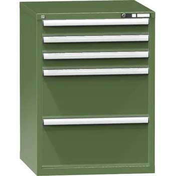 Zásuvková dílenská skříňka, v x š x h: 990 x 731 x 780 mm, 5 x zásuvka, barva zelená RAL6011