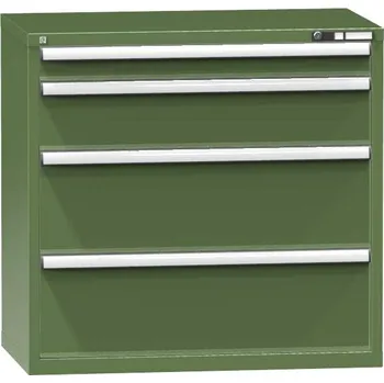 Zásuvková dílenská skříňka, v x š x h: 990 x 1037 x 630 mm, 4 x zásuvka, barva zelená RAL6011