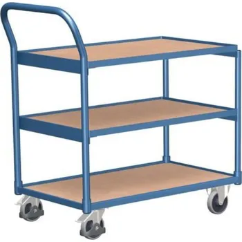 Policový vozík s madlem, do 300 kg, 3 police, 975 × 524 mm