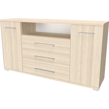 Komoda NÁBYTEK MIKULÍK s.r.o. AIDA LN - komoda se skříňkami, zásuvkami a poličkou, 160x86cm Dekor: olše Šířka: 160cm, Dekor: akácie světlá