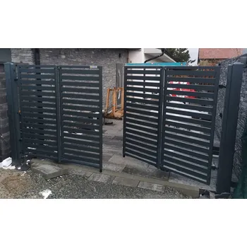 brána WISNIOWSKI skládací brána 3840x1700mm Zn+RAL 7016, AW.10.104, s pohonem + 2ks pantový sloupek 2400/120x120/6mm, Zn+RAL 7016