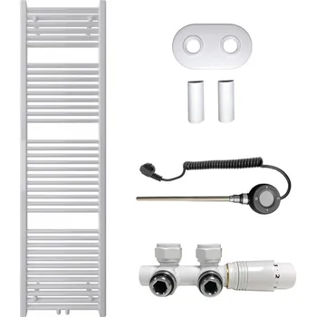 Radiátor CERANO - Koupelnový radiátorový set Lincoln - kombinované výtápění, wifi tyč - středové připojení 50 mm - 559W - bílá lesklá - 1800x500 mm