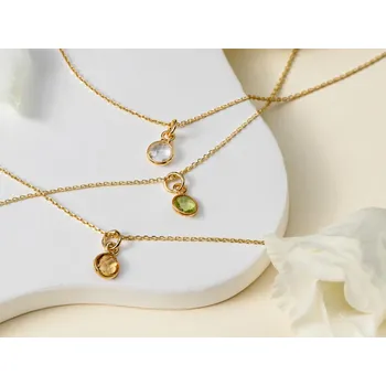 Náhrdelník Pozlacený náhrdelník Birthstone Délka řetízku: 41cm, Typ řetízku: Cable ( jednoduchý ), Měsíc narození: Září - Safír (temně modrý)