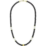 Manoki Pánský korálkový náhrdelník Vicente - 6 mm černý onyx a bílý tyrkys X-WA677GW/50 Černá 50 cm